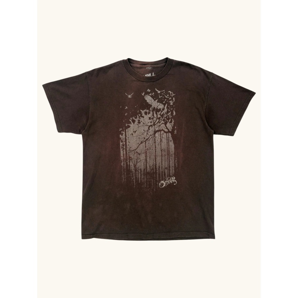 ONeill Mens Graphic T-Shirt Brown Forest Birds Nature Print Cotton Size L